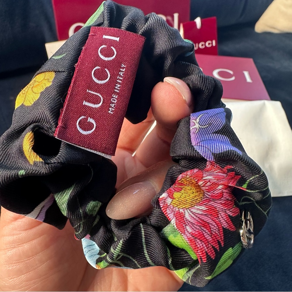 Gucci Black Silk Twill Hair tie new collection fully included